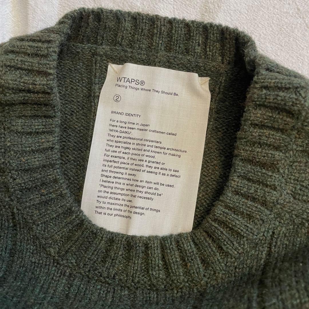 【2】WTAPS ニット セーター カーキ グリーン デッキ クルー
