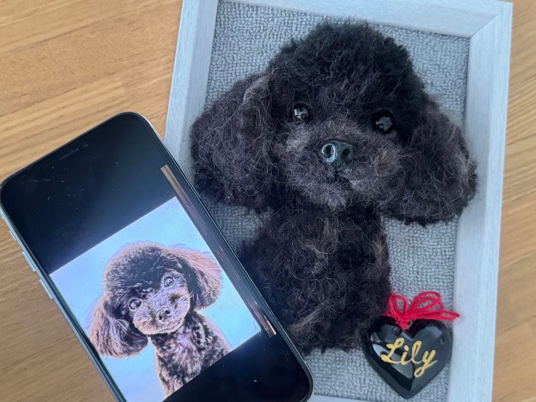 わんこ限定　うちの子プレート　わたわたペットの羊毛フェルト作品