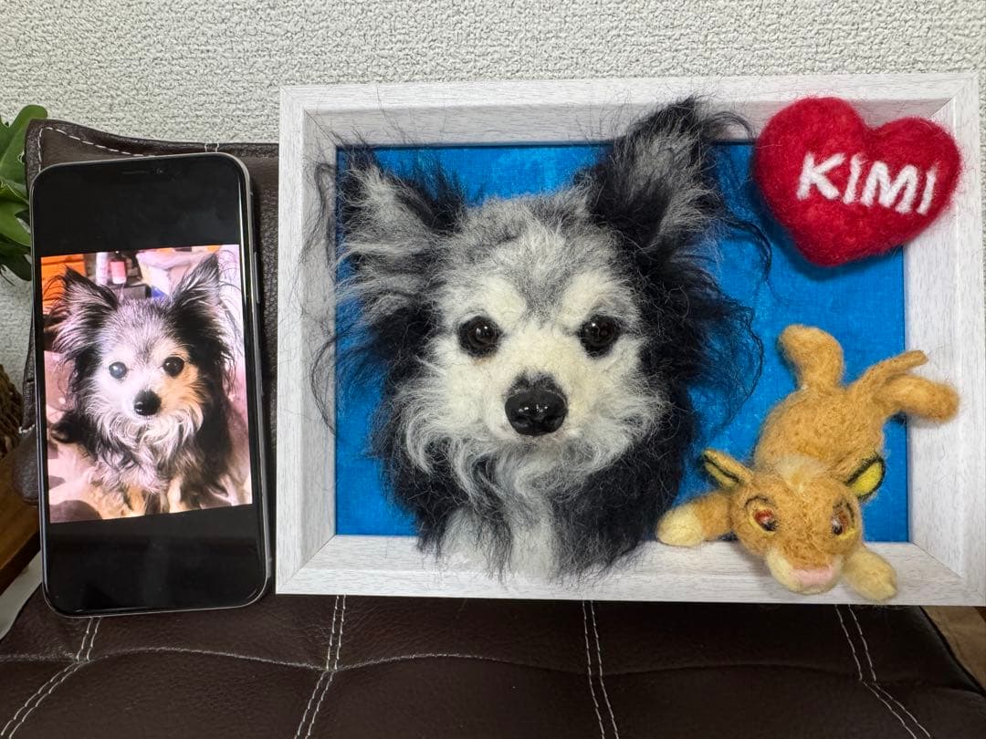 わんこ限定　うちの子プレート　わたわたペットの羊毛フェルト作品