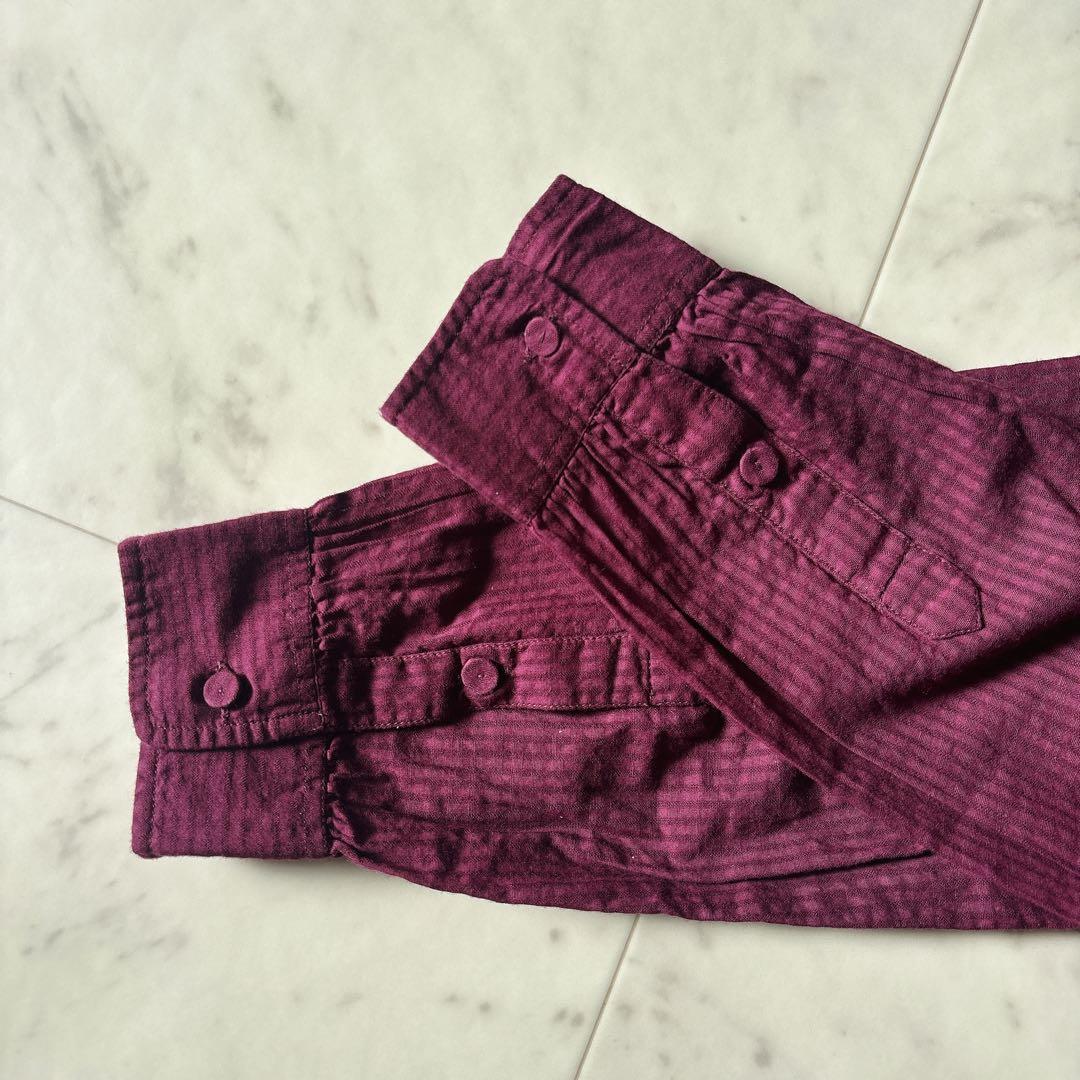 美品 メゾンドソイル ピンタック ギャザーブラウス コットンボイル 綺麗色