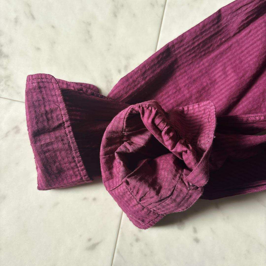 美品 メゾンドソイル ピンタック ギャザーブラウス コットンボイル 綺麗色