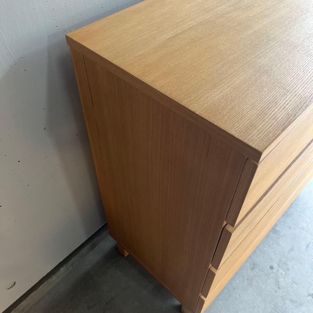美品・廃盤希少★無印 木製チェスト・４段ワイド・タモ材 ナチュラル