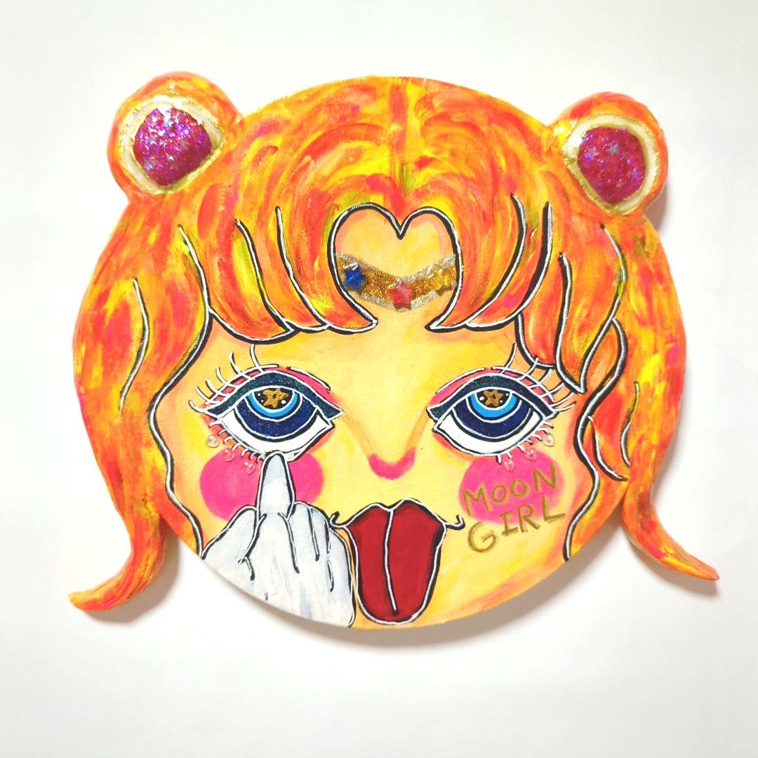 【一点物アート】MOON GIRL−月の子-【丸キャンバス】