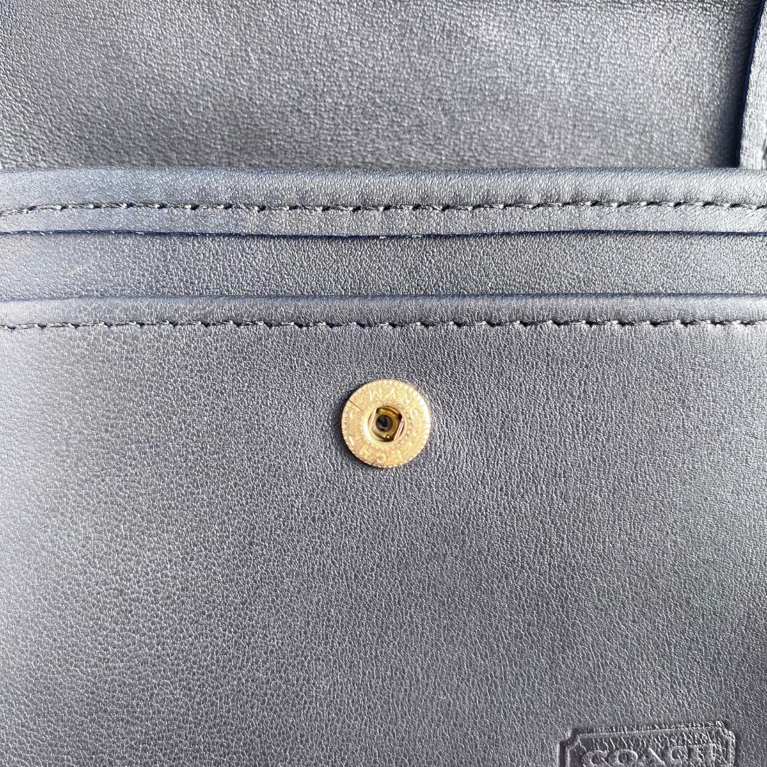 ②【オールドコーチ COACH ケース　ネイビー】小銭入れ　財布　名刺入れ