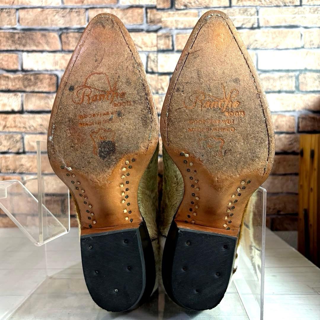 美品■RANCHO■ウエスタンブーツ✨タンレザー カウハイド コンビ カウボーイ