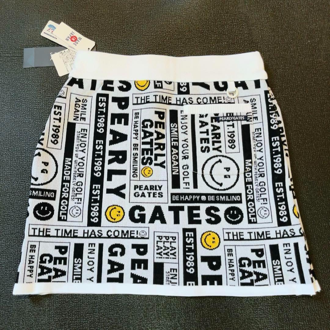 パーリーゲイツ　ニュースペーパー柄　スマイル　セットアップ スカート　バイザー