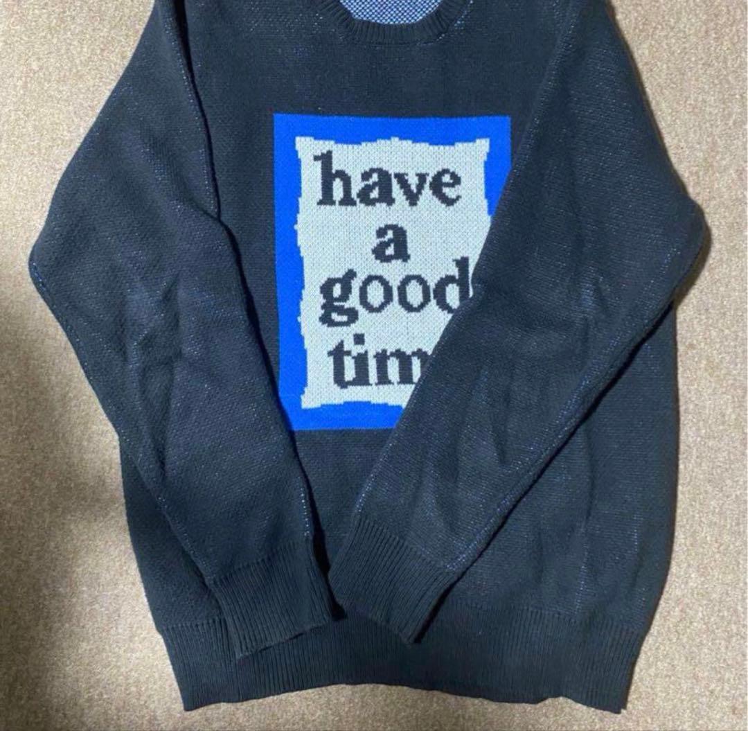 黒 ニットセーター have a good time
