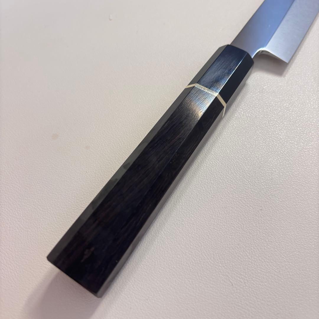 【鞘付き】 270mm柳刃包丁 鏡面　黒檀水牛八角柄 全鋼 和包丁'ᙁ