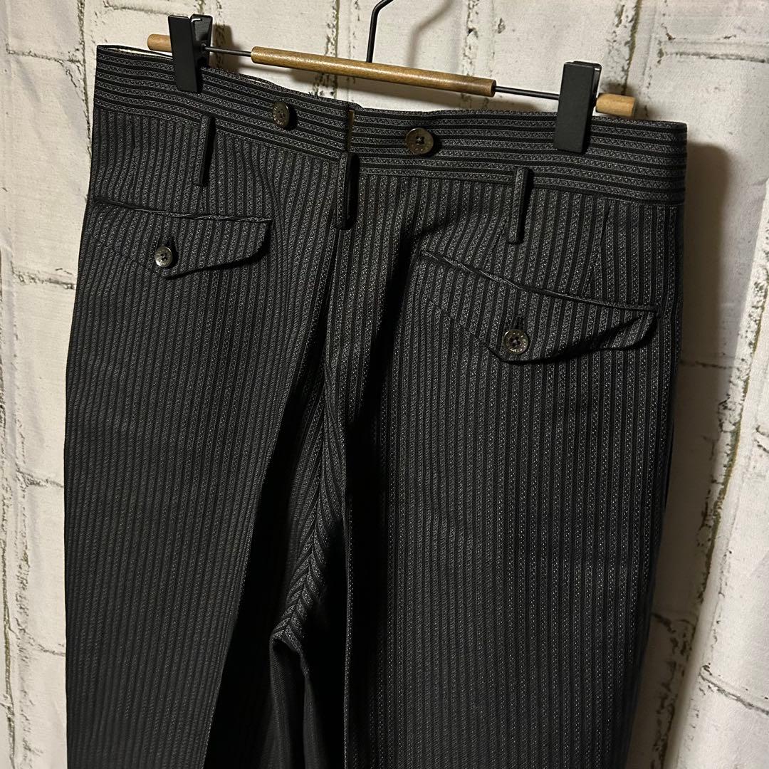40s～ ヴィンテージ ストライプ ワイドスラックス チャコールグレー 黒