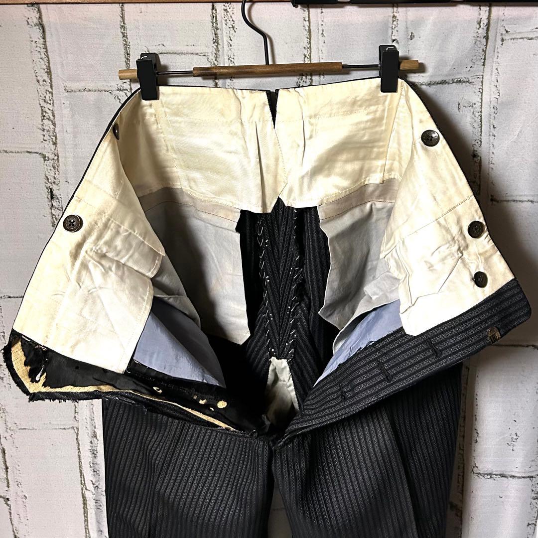 40s～ ヴィンテージ ストライプ ワイドスラックス チャコールグレー 黒