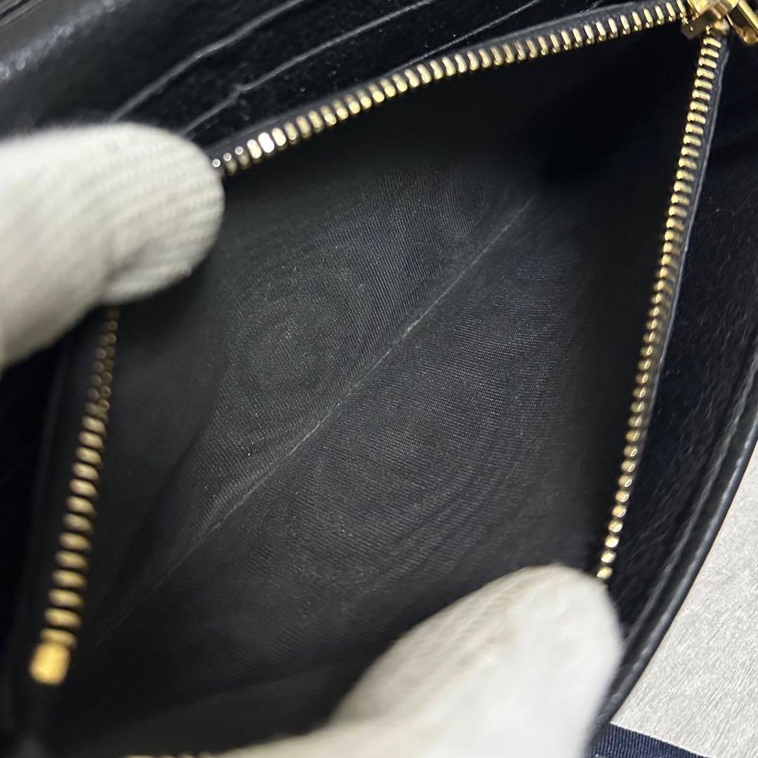 PRADA プラダ　長財布　ゴールドロゴ　シボ革　ブラック