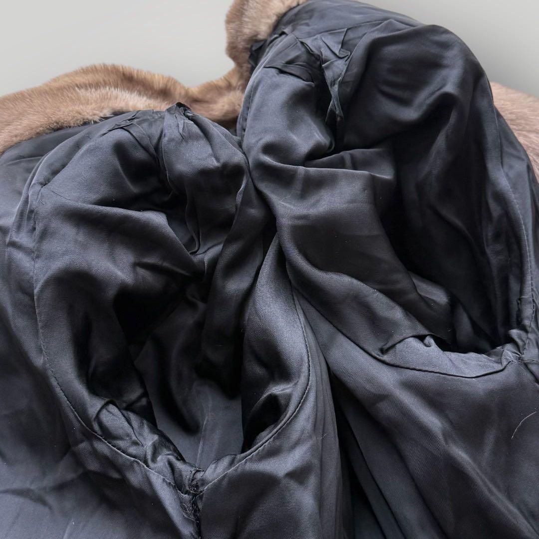 美品 ブルーアイリスミンク 本毛皮 リアルファーコート なめし柔らか サイズL