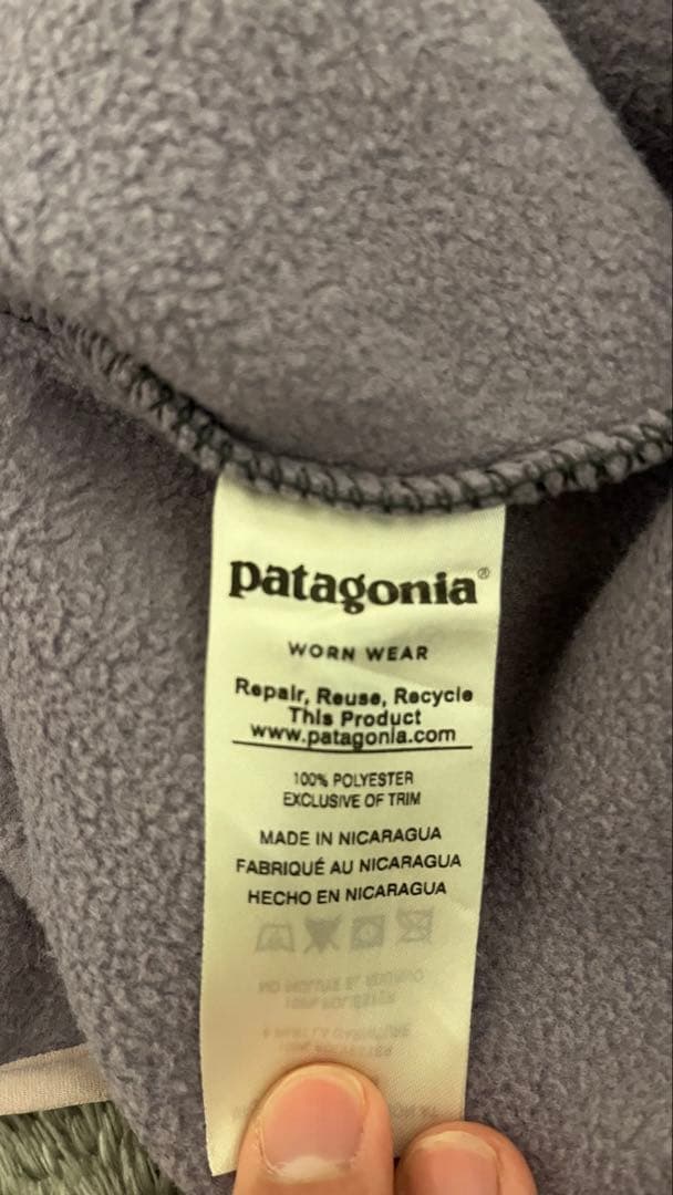 18年製 patagonia シンチラスナップT グレー/ピンク/パープル M