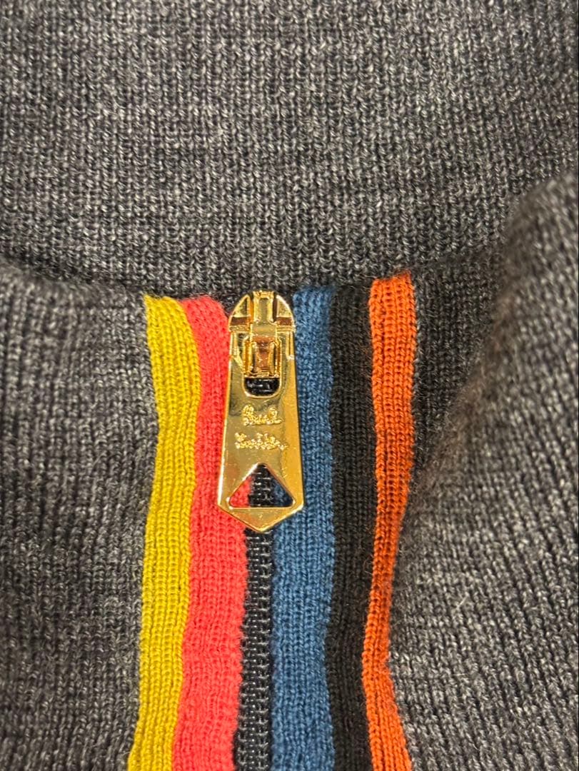 ポールスミス　アーティストストライプ　ジップ　ニット　チャコール　Mサイズ