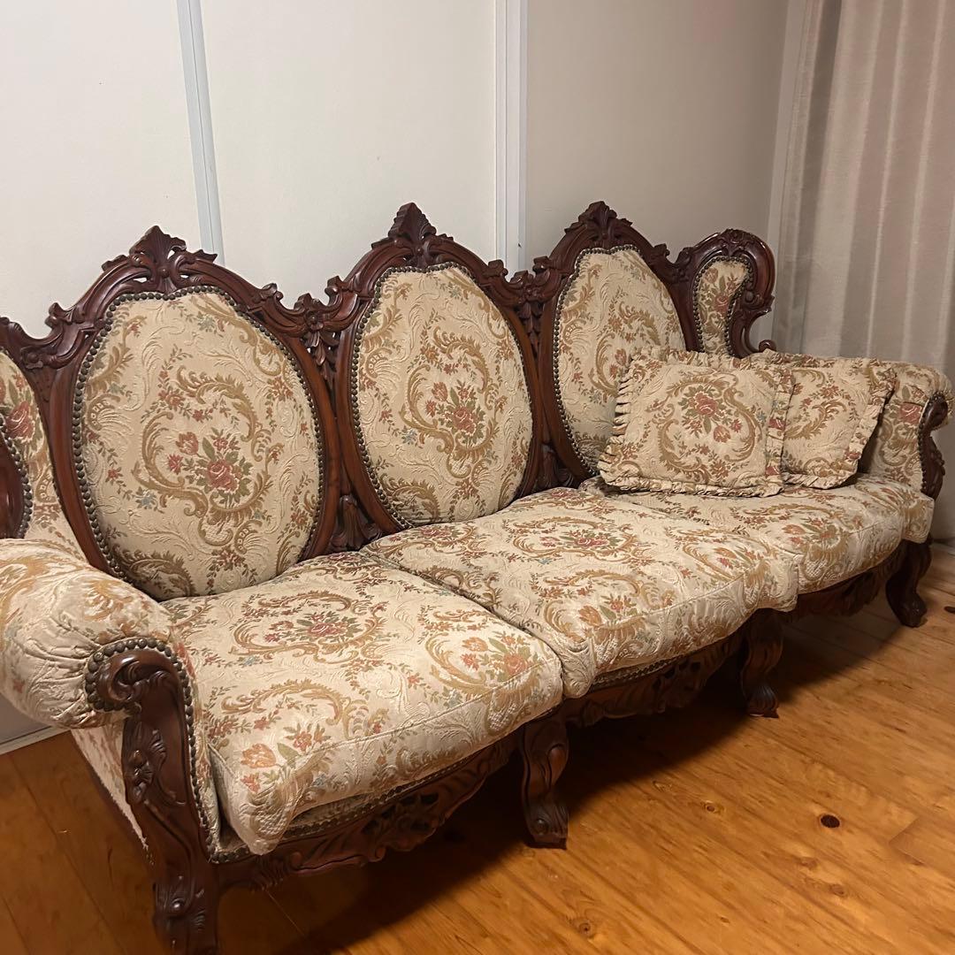 【大幅値下げ！】イタリア家具　3人掛け　ソファ ロココ調　アンティーク　60万
