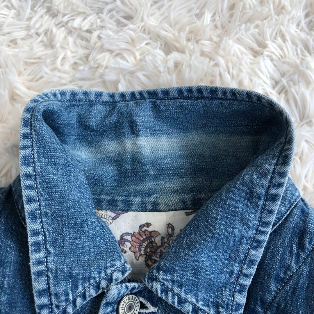 BLUE BLUEデニムカバーオール　裏キルティングデニムジャケットブルーブルー