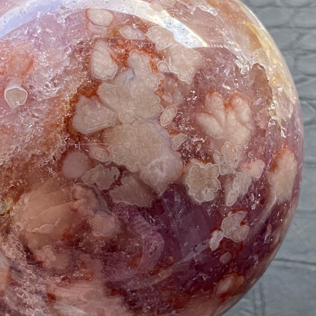 美しいパープルピンク❣️\"ピンクアメジスト&桜めのう\"の大玉73.5mmスフィア❣️