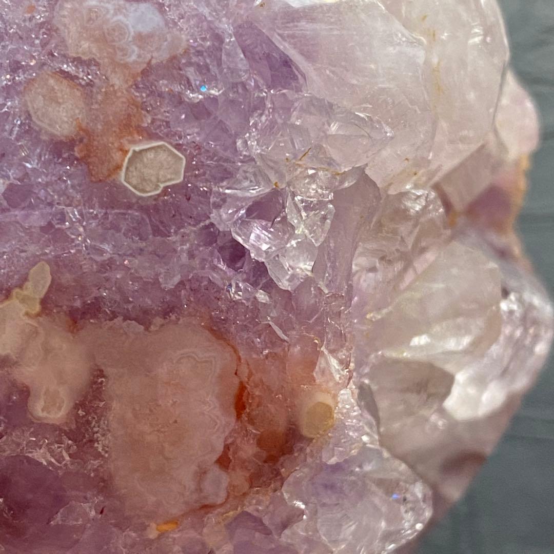 美しいパープルピンク❣️\"ピンクアメジスト&桜めのう\"の大玉73.5mmスフィア❣️