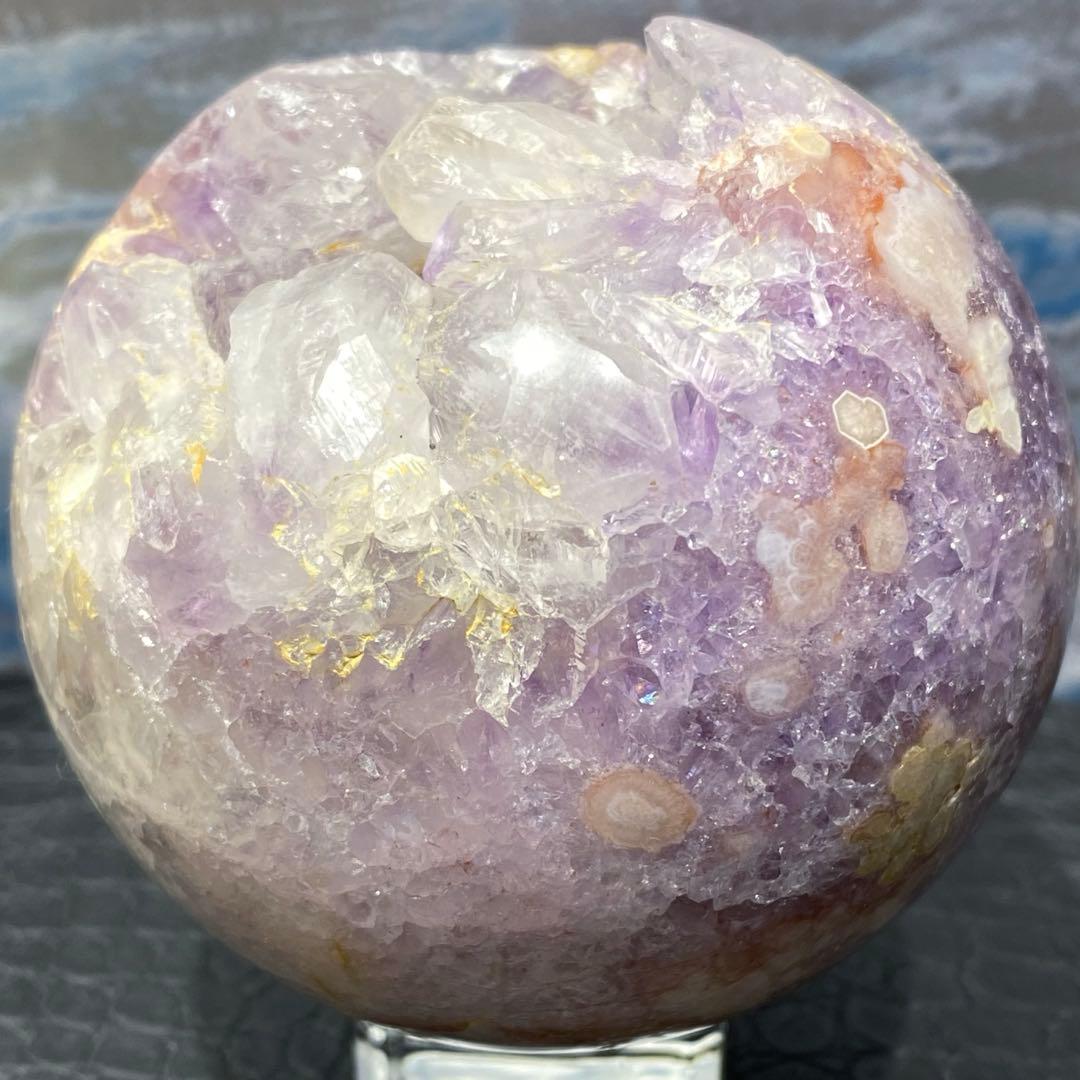 美しいパープルピンク❣️\"ピンクアメジスト&桜めのう\"の大玉73.5mmスフィア❣️