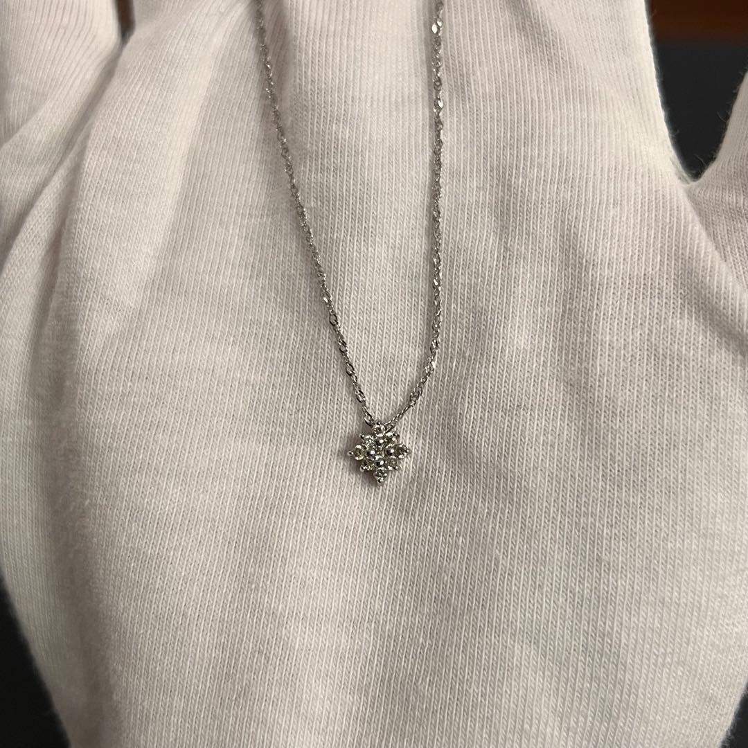 ＊美品＊K18WG 0.1ctダイヤモンドネックレス