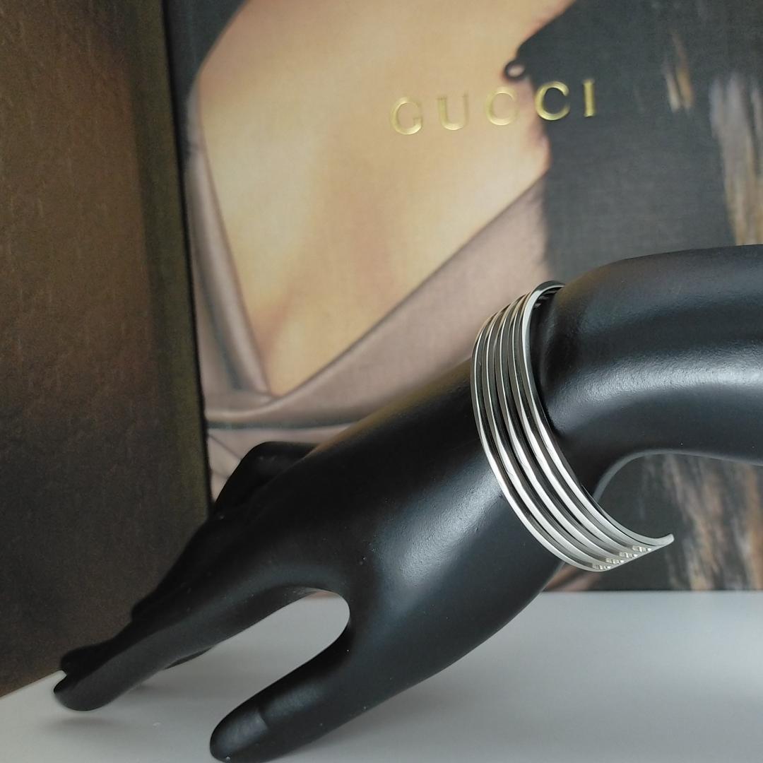 ★SALE★【GUCCI】5連　オープン　ライン　カフ　バングル　1424