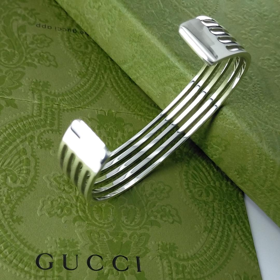 ★SALE★【GUCCI】5連　オープン　ライン　カフ　バングル　1424