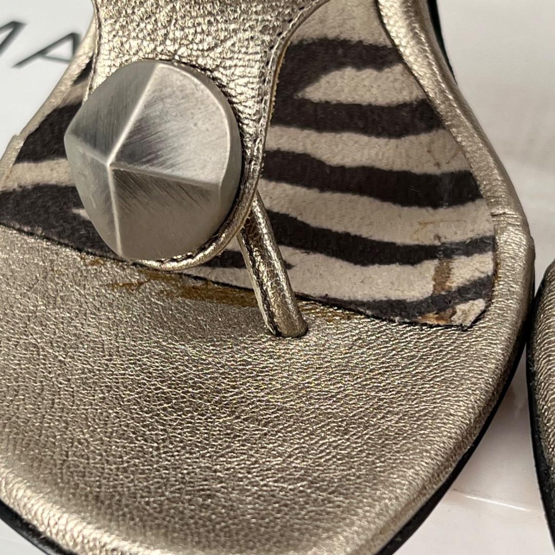 美品✨マノロブラニク ビジュー装飾付き サンダル ミュール ゼブラ 36