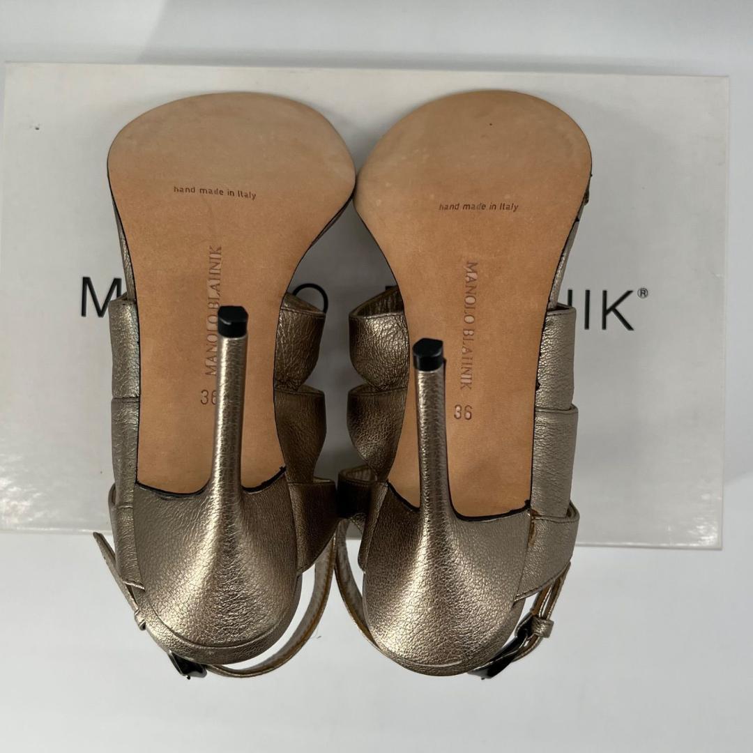 美品✨マノロブラニク ビジュー装飾付き サンダル ミュール ゼブラ 36