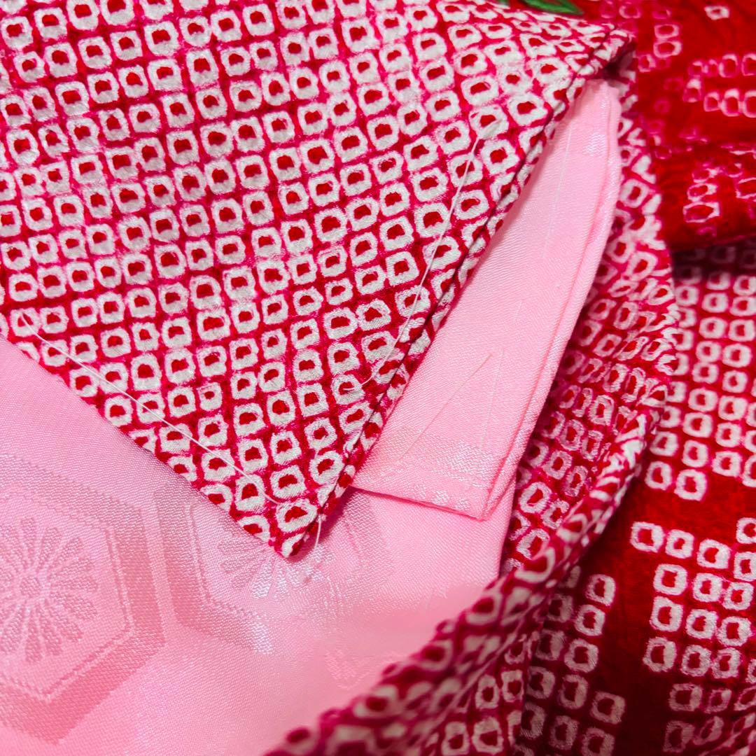 専用 【新品未使用】豪華総絞り 総刺繍 正絹 お宮参り 産着 長襦袢付 赤