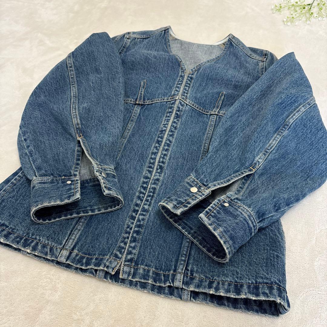 アダムエロペ フロント ホック デニム ブラウス＆パンツ セットアップ 2025