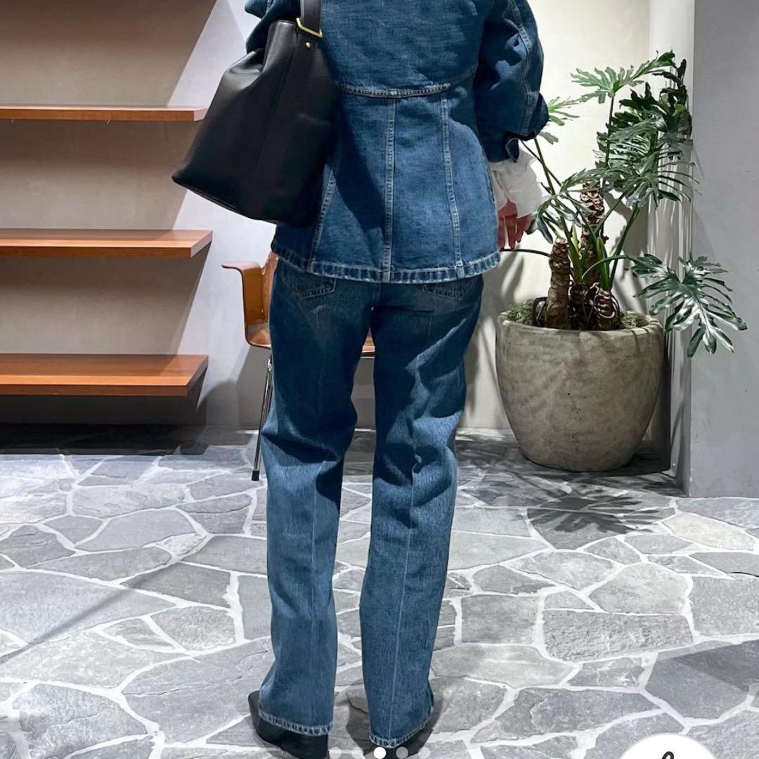 アダムエロペ フロント ホック デニム ブラウス＆パンツ セットアップ 2025