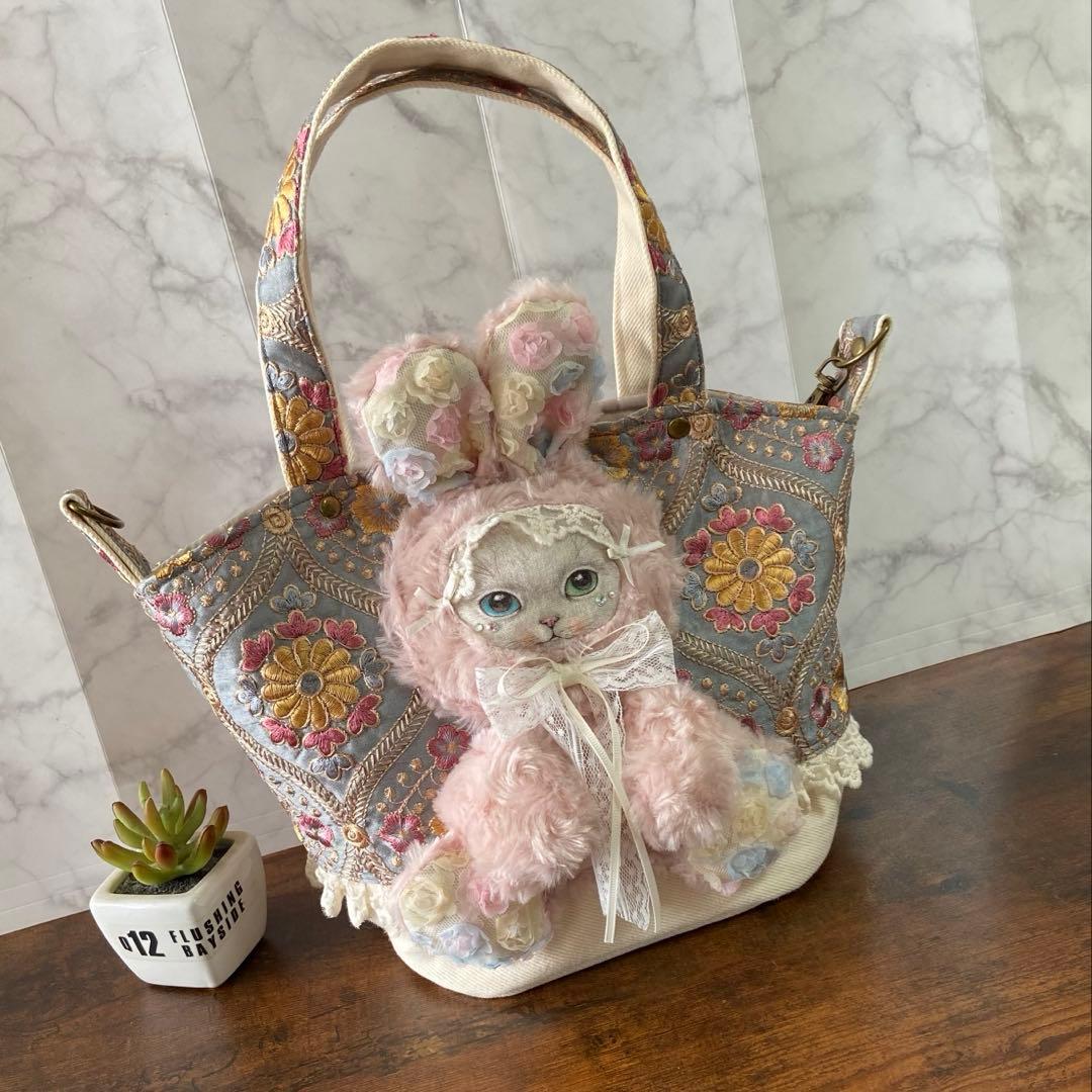 ☆*☆様 コヤンイサムチョン 【インド刺繍フリルバッグ】扇形 トートバッグ ハン