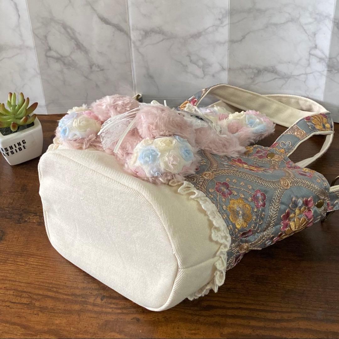 ☆*☆様 コヤンイサムチョン 【インド刺繍フリルバッグ】扇形 トートバッグ ハン