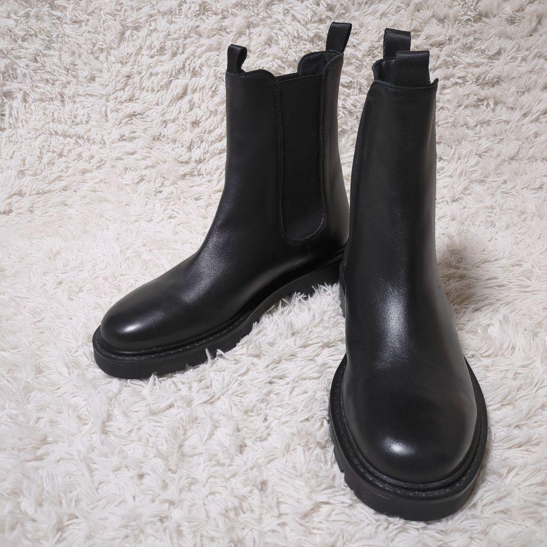 試着のみ！CARMENS　レザーサイドゴアブーツ　25cm　黒　イタリア製