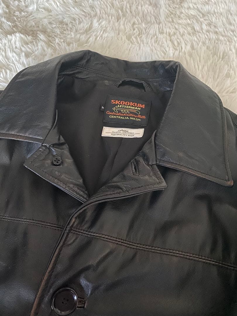 SKOOKUM / スクーカム 別注 バッファローレザー カバーオール　茶芯