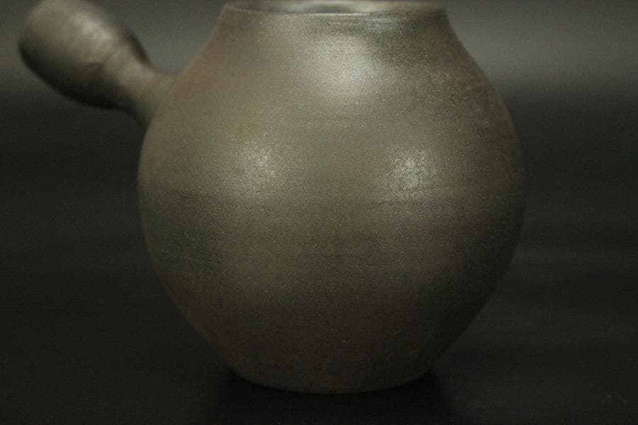 笠間焼 名工 黒田隆 作 特級 急須 焼締 横手 未使用(A455)