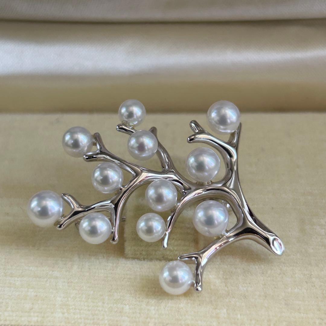 MIKIMOTO 幸福の木ブローチSサイズ　silverベビーあこや