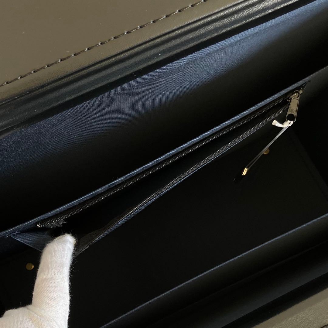 【未使用級 日本製本革】パイロットケース　黒　鍵　自立　大容量　ゴールド金具