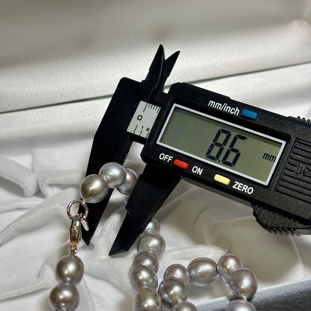 テリ強✨　本真珠　パール　ロング　ネックレス　約8.5-10.0g ブルーグレー