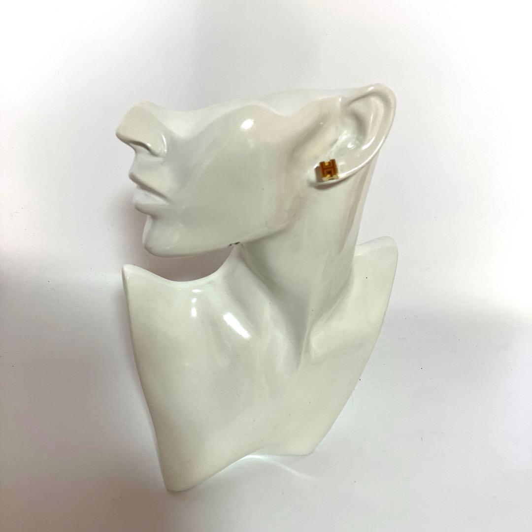 HERMES エルメス カージュドアッシュ Hキューブ ピアス ゴールド