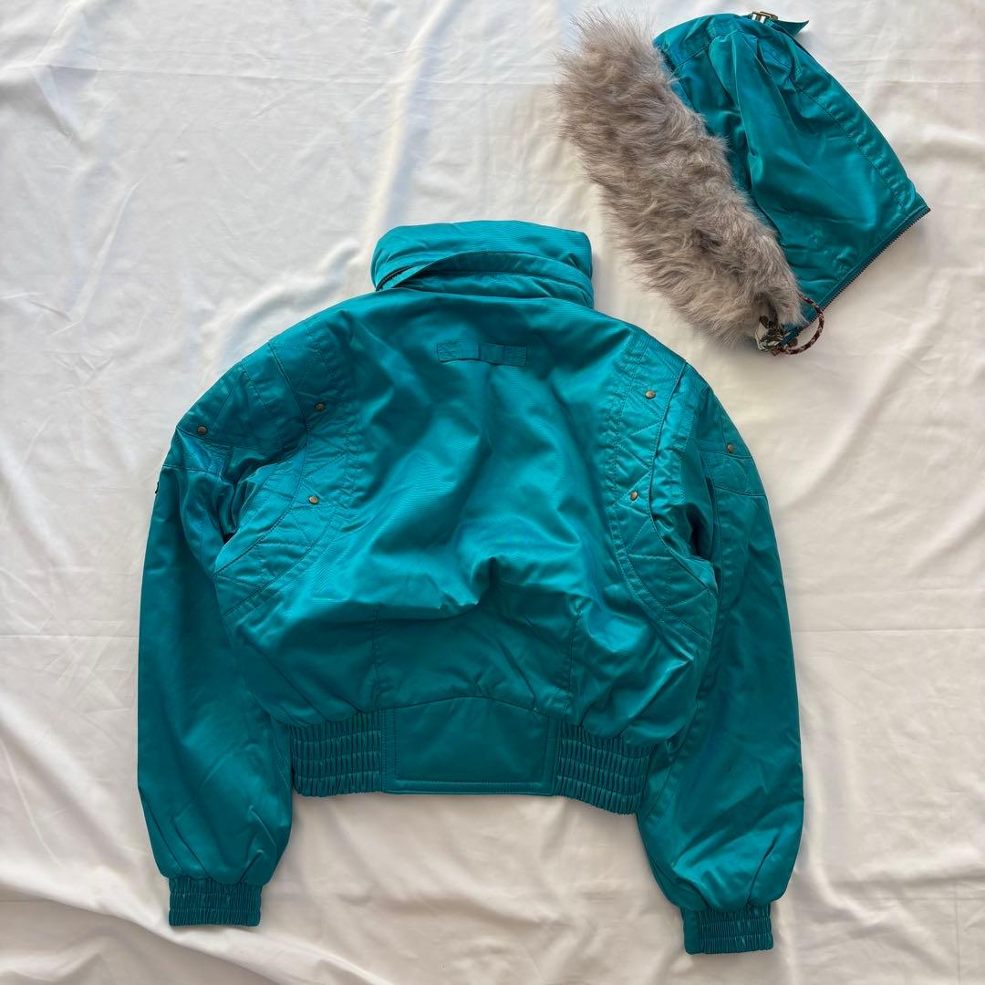 y2k 平成ギャル 短丈 中綿ジャケット フード付き ターコイズ Archive