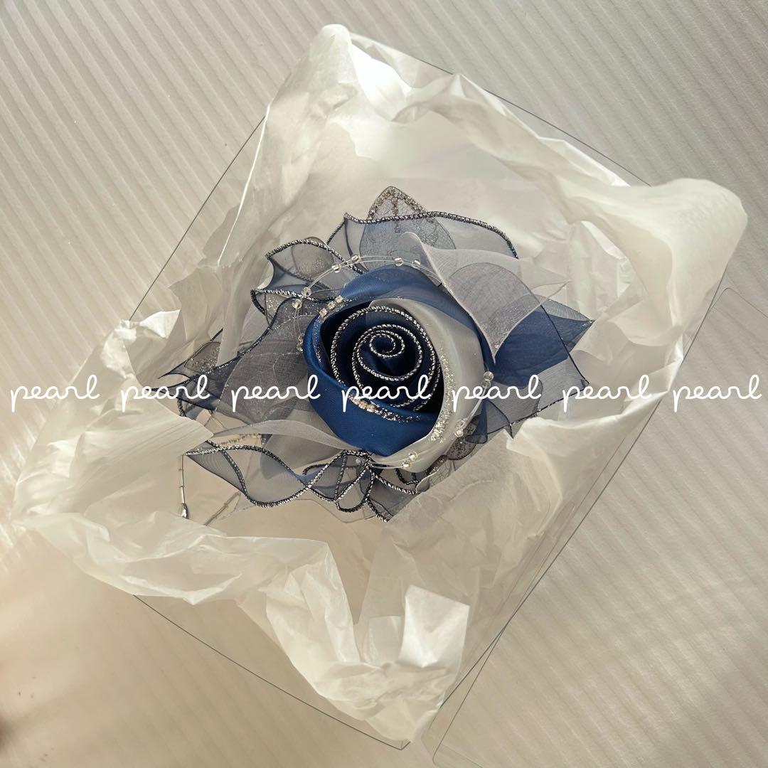 tokyo soire 東京ソワール◆大きめサイズ 華やかバラコサージュ ブルー