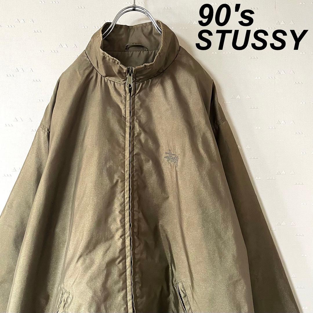 古着 90's オールド ステューシー ナイロンジャケット オリーブ コヨーテ
