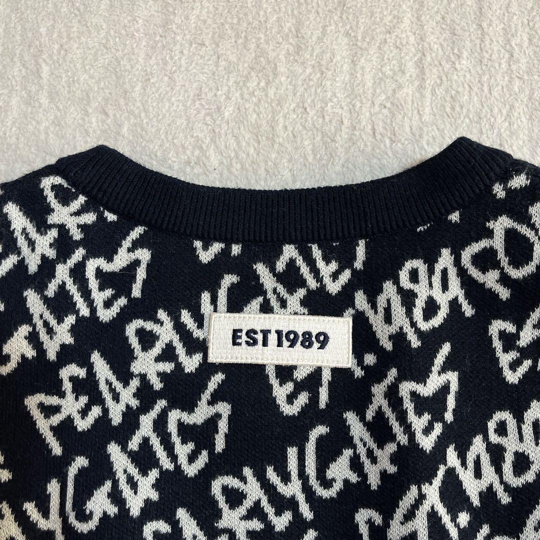 極美品　パーリーゲイツ　近年　蓄熱裏地　防風　スニード　ニット　ロゴ　ブラック