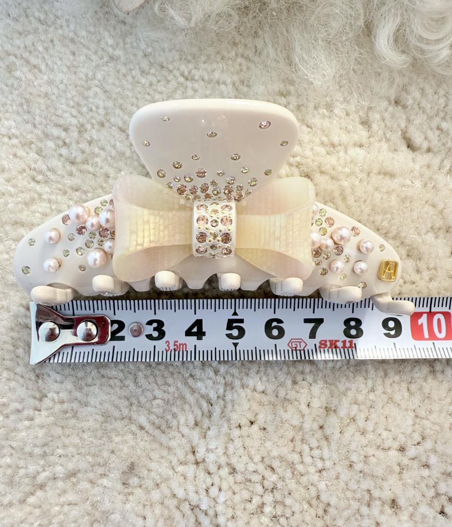 アレクサンドル ドゥ パリ リボンモチーフ ヘアクリップ　パール　スワロフスキー