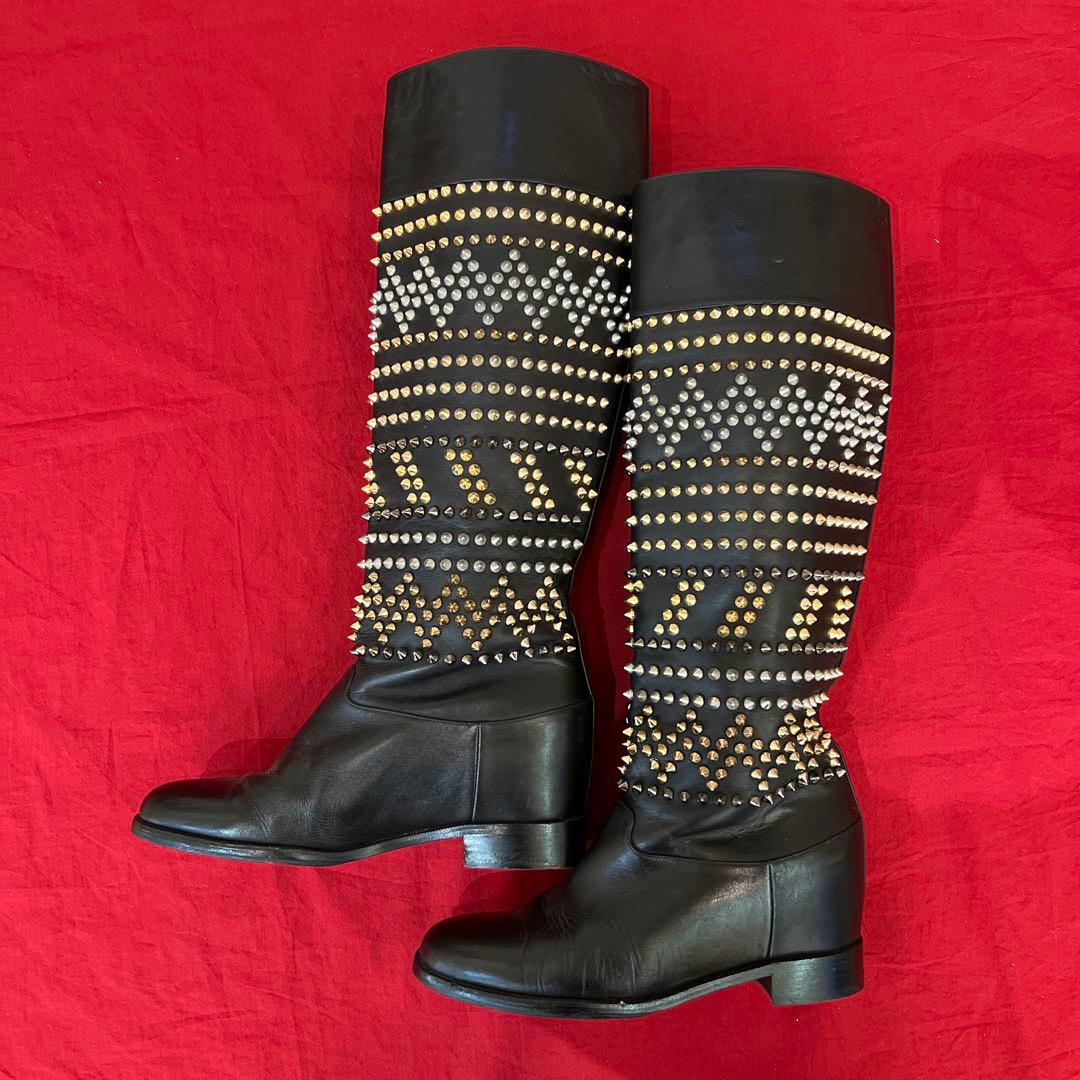 定価35万円　クリスチャンルブタン　スタッズ　ブーツ　ROM CHIC FLAT