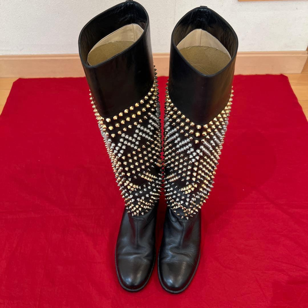 定価35万円　クリスチャンルブタン　スタッズ　ブーツ　ROM CHIC FLAT
