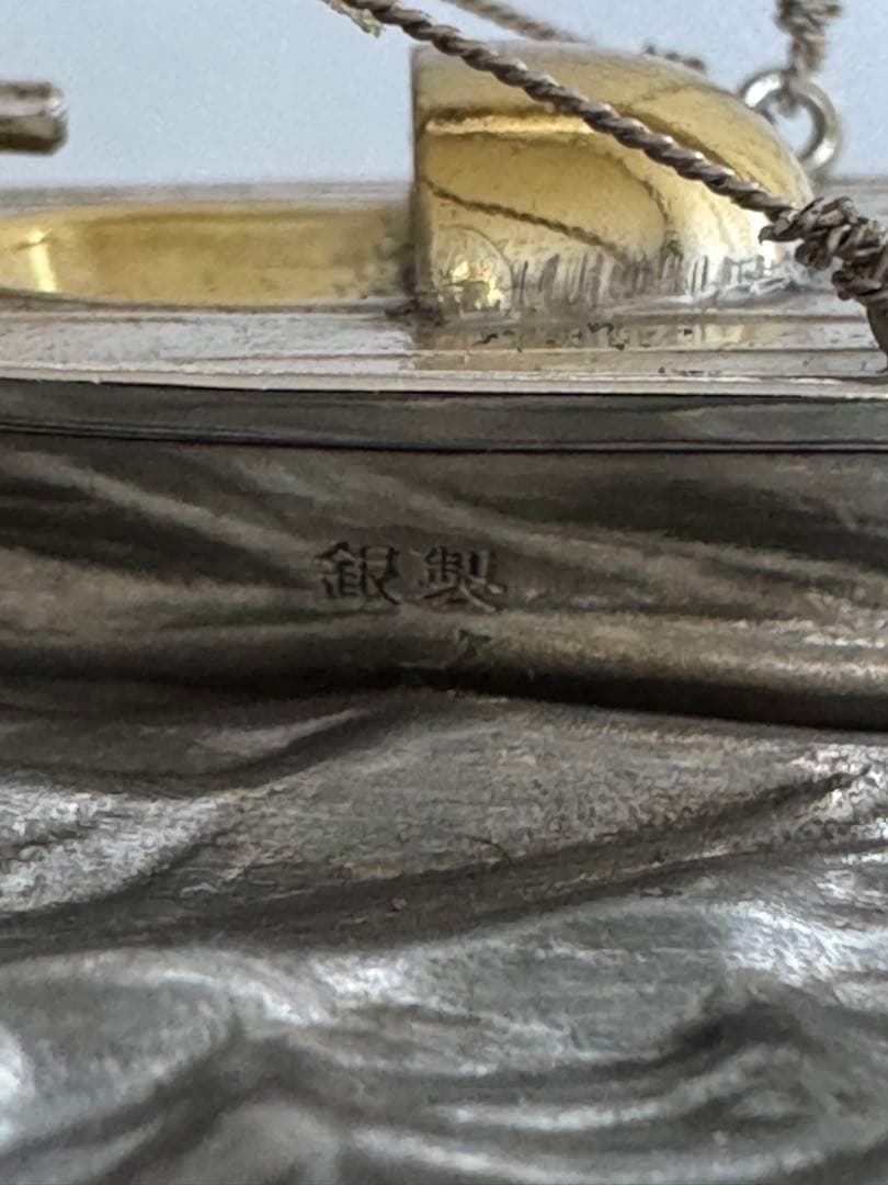 ケ*ン様 銀製　金属製帆船模型 木製台座付き