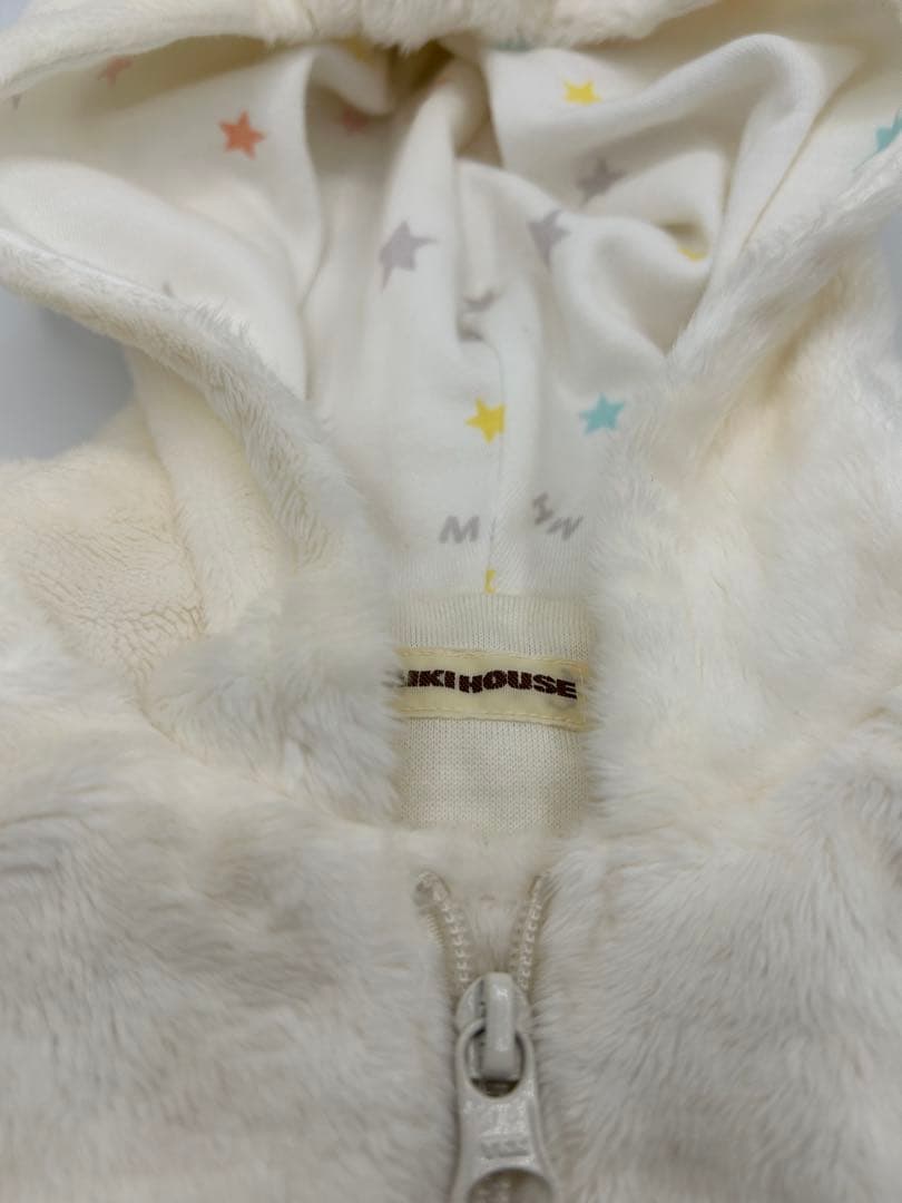 【最終値下】ミキハウス マイクロファーカバーオール ホワイト