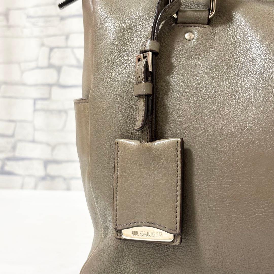 JIL SANDER・レザー 無地 ハンドバッグ手提げ鞄 保存袋付き